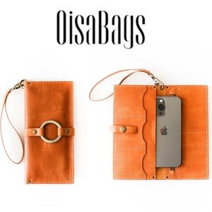 NEW!! Qisabags Brown Long Leather Wallet